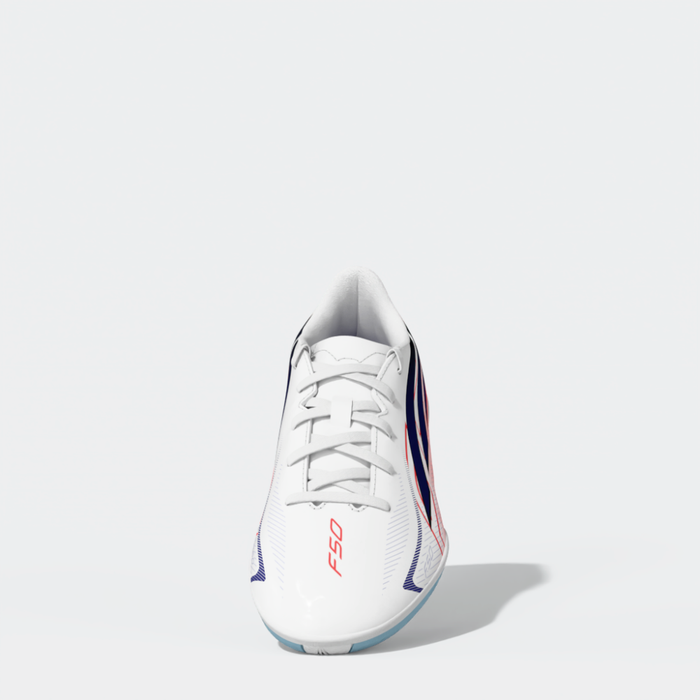 Adidas F50 Hyperfast Club Indoor Jnr Football Shoes (White / Solar Purple / Solar Turbo)