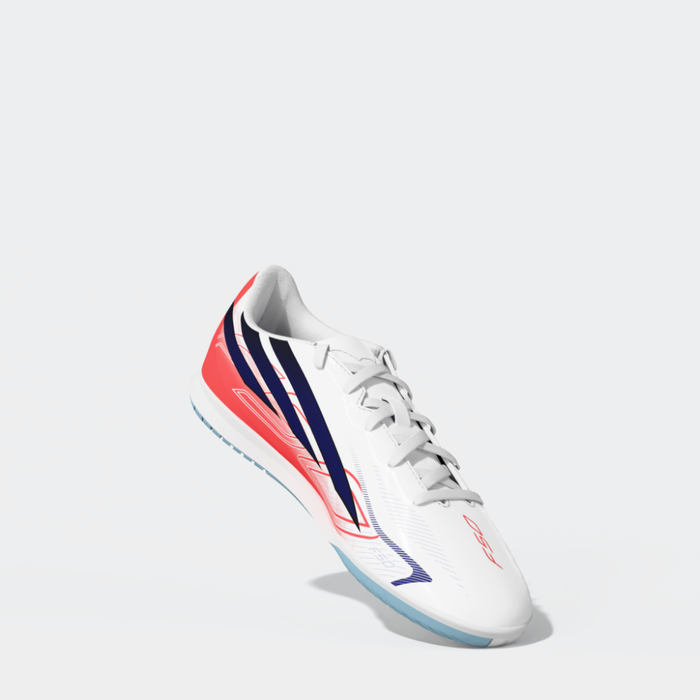 Adidas F50 Hyperfast Club Indoor Jnr Football Shoes (White / Solar Purple / Solar Turbo)