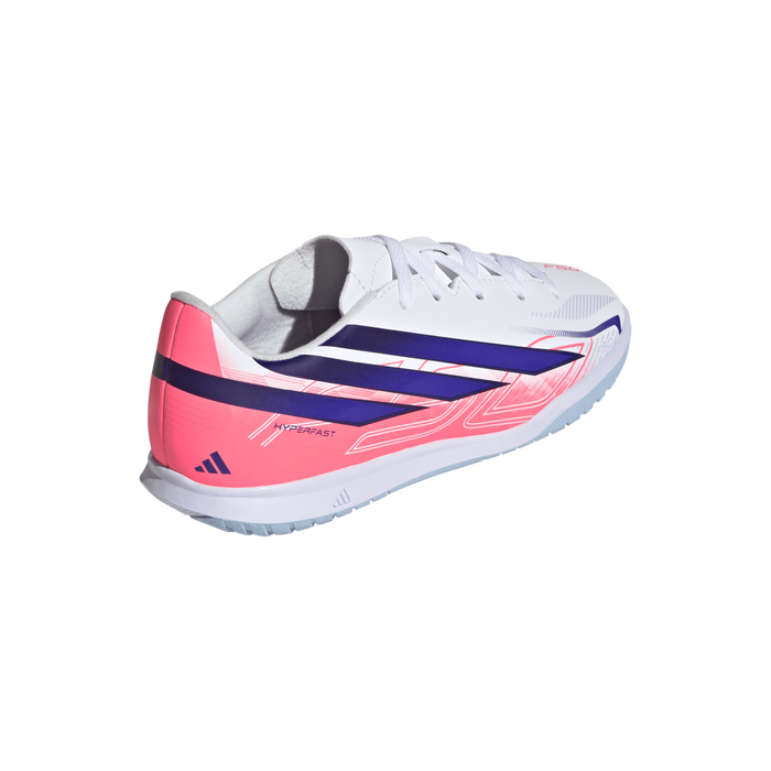 Adidas F50 Hyperfast Club Indoor Jnr Football Shoes (White / Solar Purple / Solar Turbo)
