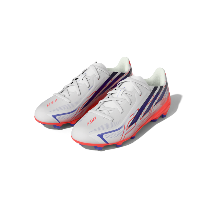 Adidas F50 Hyperfast League FG Jnr Football Boots (White / Solar Purple / Solar Turbo)