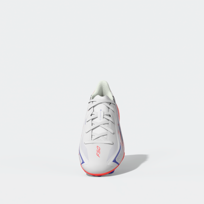 Adidas F50 Hyperfast League FG Jnr Football Boots (White / Solar Purple / Solar Turbo)