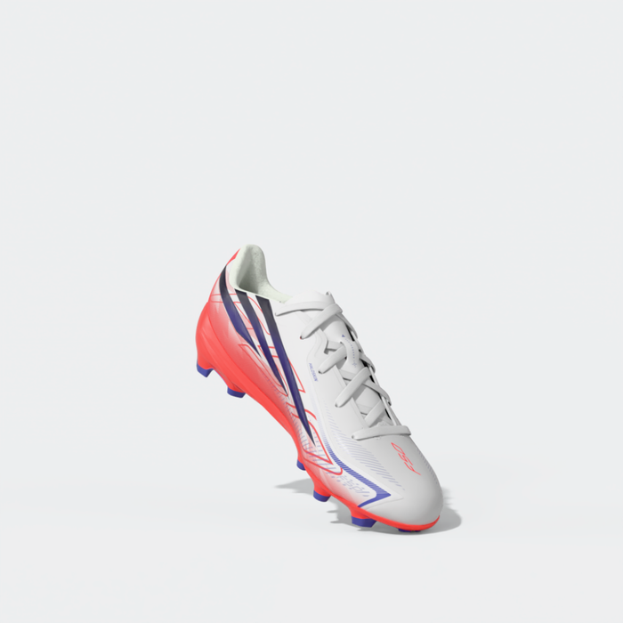 Adidas F50 Hyperfast League FG Jnr Football Boots (White / Solar Purple / Solar Turbo)