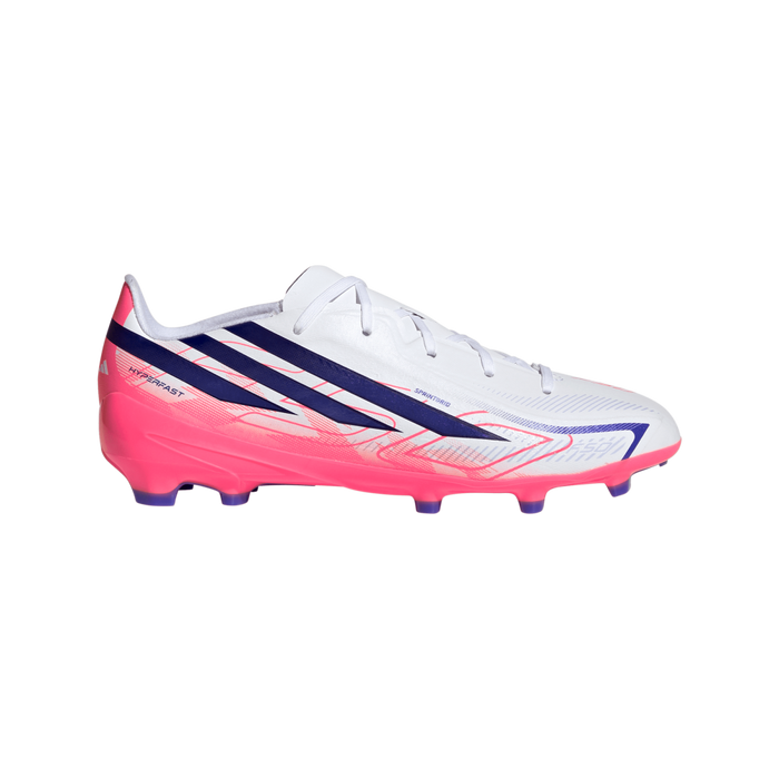 Adidas F50 Hyperfast League FG Jnr Football Boots (White / Solar Purple / Solar Turbo)