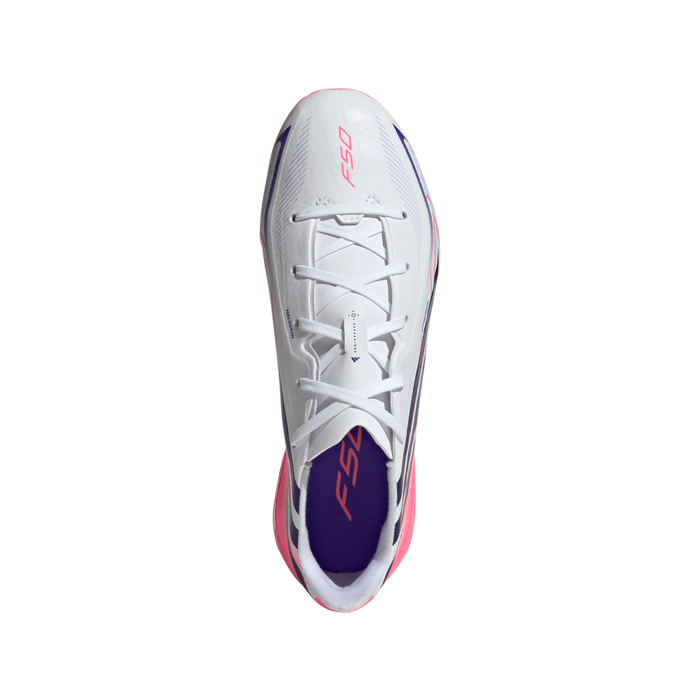 Adidas F50 Hyperfast League FG Jnr Football Boots (White / Solar Purple / Solar Turbo)