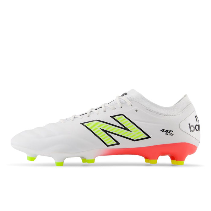 New Balance 442 Elite FG V2 Football Boots (White/Energy Red/Hi-lite)