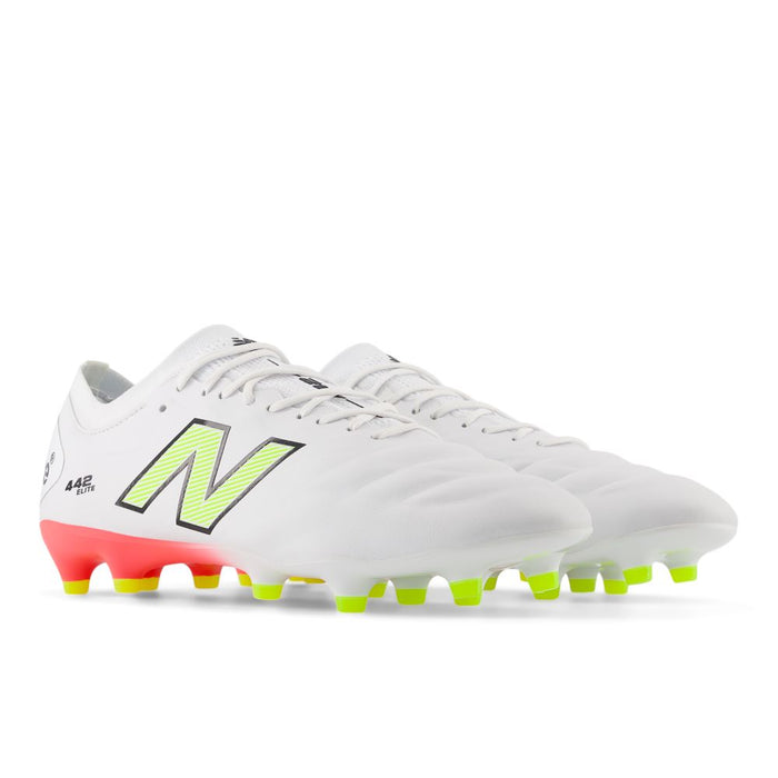 New Balance 442 Elite FG V2 Football Boots (White/Energy Red/Hi-lite)