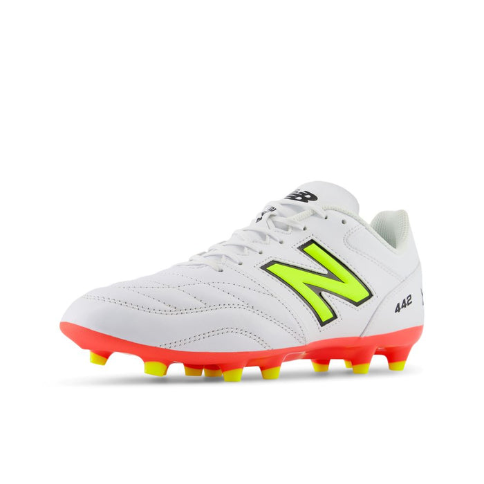 New Balance 442 Team FG 2E V2 Football Boots (White/Energy Red/Hi-lite)