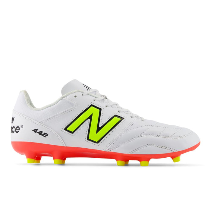 New Balance 442 Team FG 2E V2 Football Boots (White/Energy Red/Hi-lite)