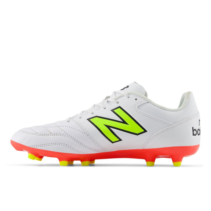 New Balance 442 Team FG 2E V2 Football Boots (White/Energy Red/Hi-lite)