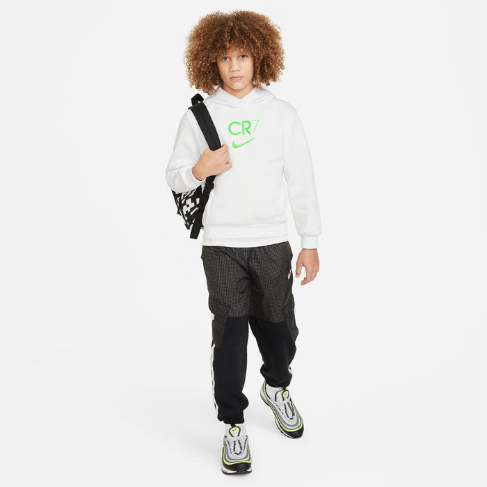 Nike Youth CR7 Fleece Football Hoodie (White/Green Strike)