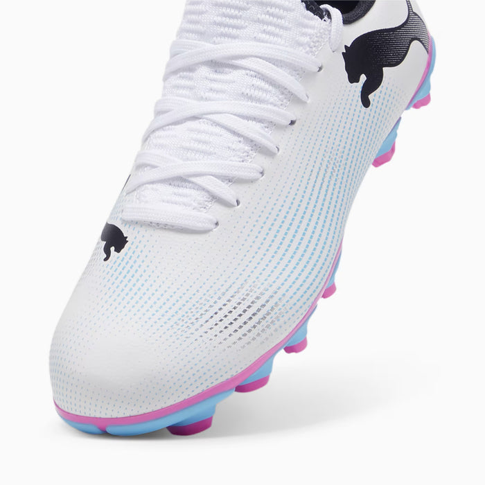 Puma Future 7 Play Jnr FG/AG Football Boots (White/Black/Poison Pink)