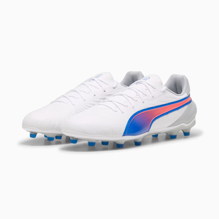 Puma King Match FG/AG Footbal Boots (White/Bluemazing/Light Grey)