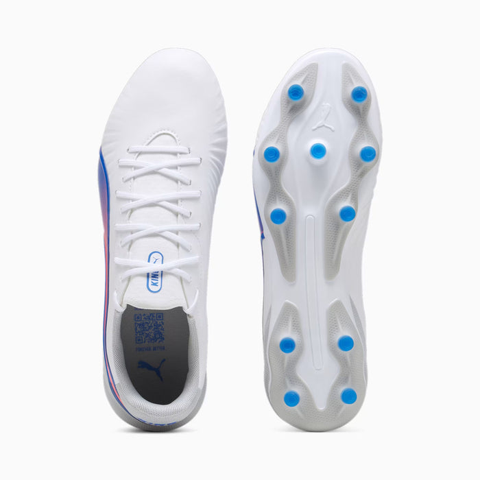 Puma King Match FG/AG Footbal Boots (White/Bluemazing/Light Grey)