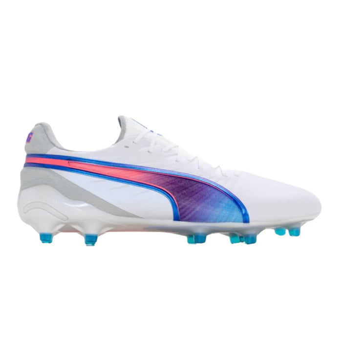 Puma King Ultimate FG/AG Football Boots (White/Bluemazing/Light Grey)