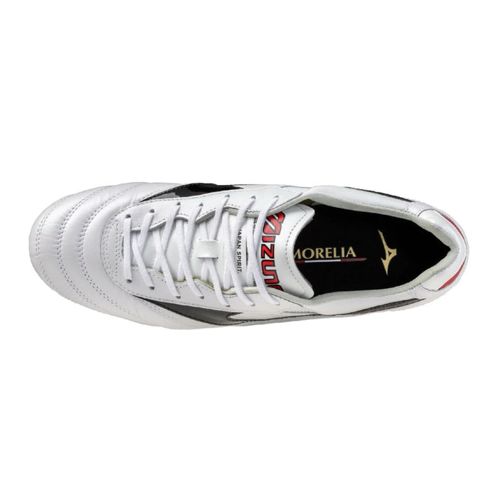 Mizuno Morelia II Japan FG Football Boots (White/Black/Chinese Red)