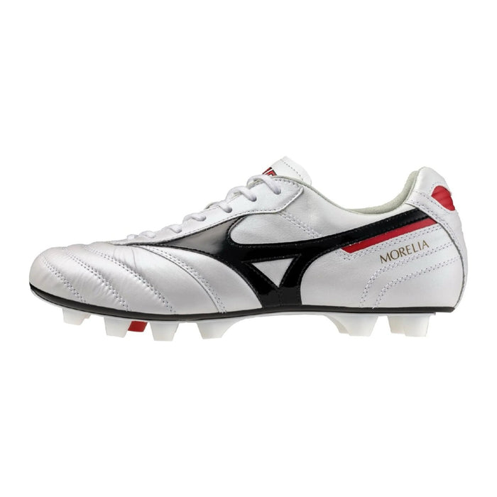 Mizuno Morelia II Japan FG Football Boots (White/Black/Chinese Red)