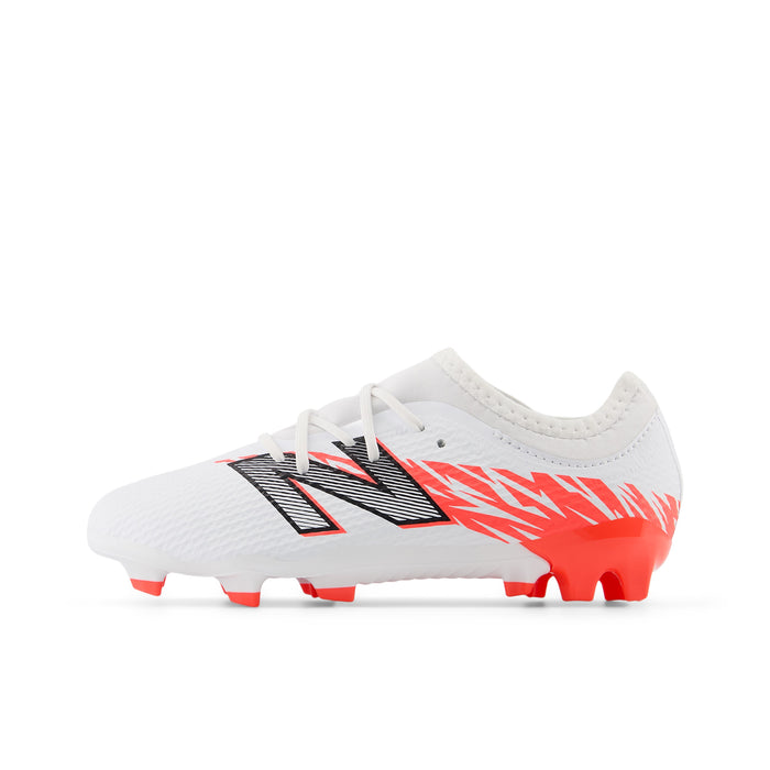 New Balance Furon Team Jnr V8 FG Football Boots (White/Energy Red/Black)