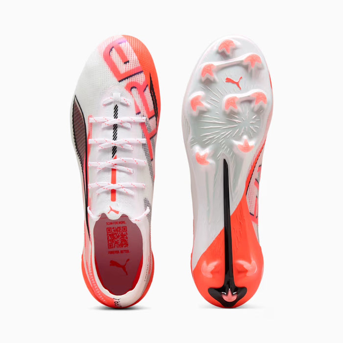 Puma Ultra 5 Ultimate FG Football Boots (White/Black/Glowing Red)