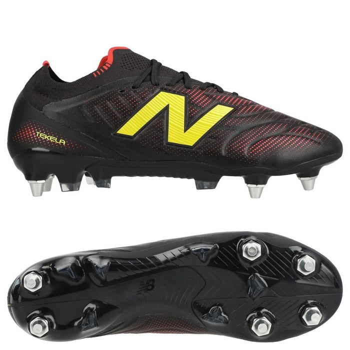 New Balance Tekela V5 Elite Low-Cut SG Football Boots (Black/Yellow/Fire cracker)