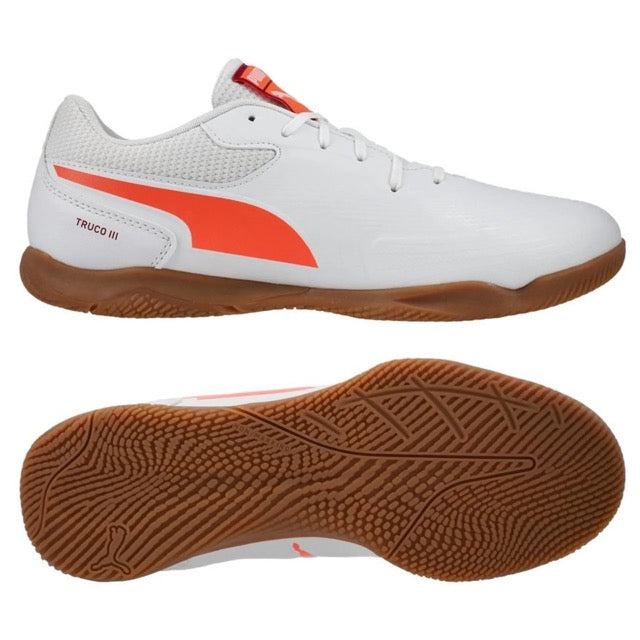 Puma Truco III IN Indoor Football Shoes (White/Glowing Red/Dark Crimson)