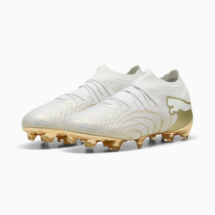 Puma Future 9 Ultimate FG Football Boots (White/Metallic Gold/Black)