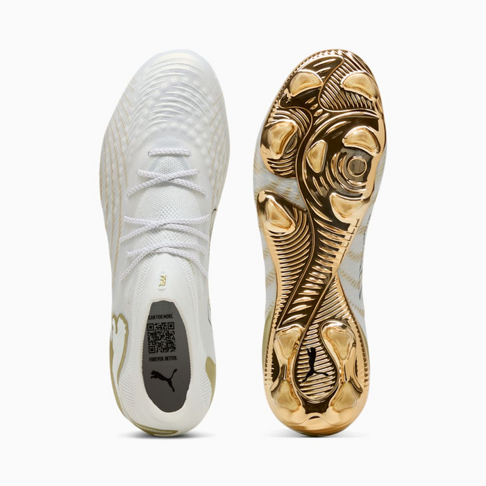 Puma Future 9 Ultimate FG Football Boots (White/Metallic Gold/Black)