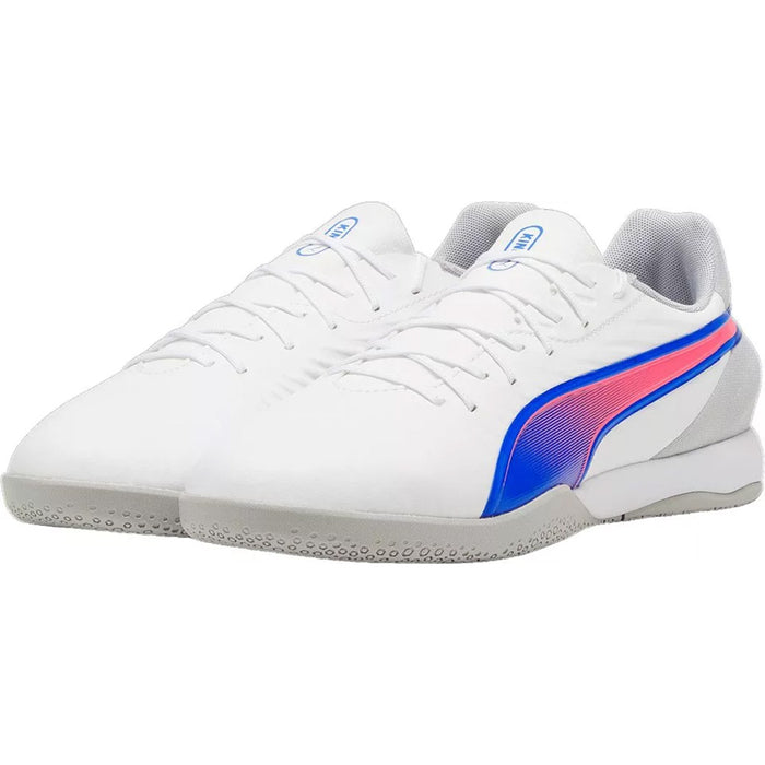 Puma King Match IT Indoor Football Shoes (White/Bluemazing/Light Grey)