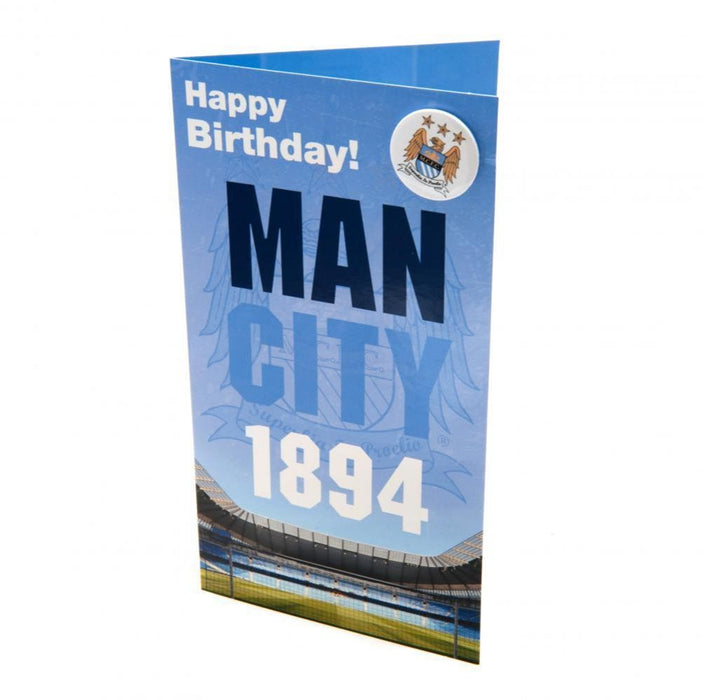 Manchester City Birthday Card & Badge EST