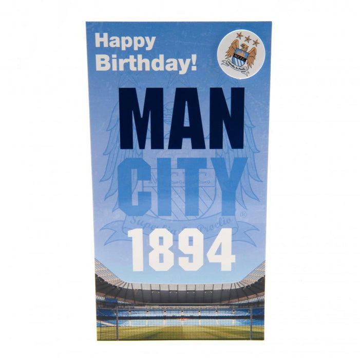 Manchester City Birthday Card & Badge EST