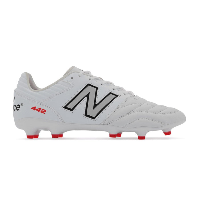 New Balance 442 V2 Pro FG Football Boots (White/Silver/Red)